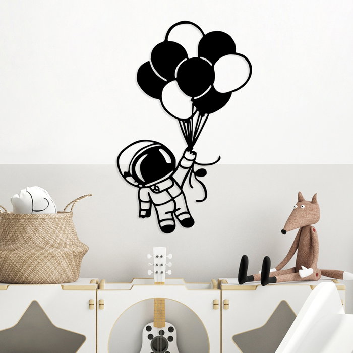 Wallity Astronaut 2 Escultura de Pared de Metal Negra